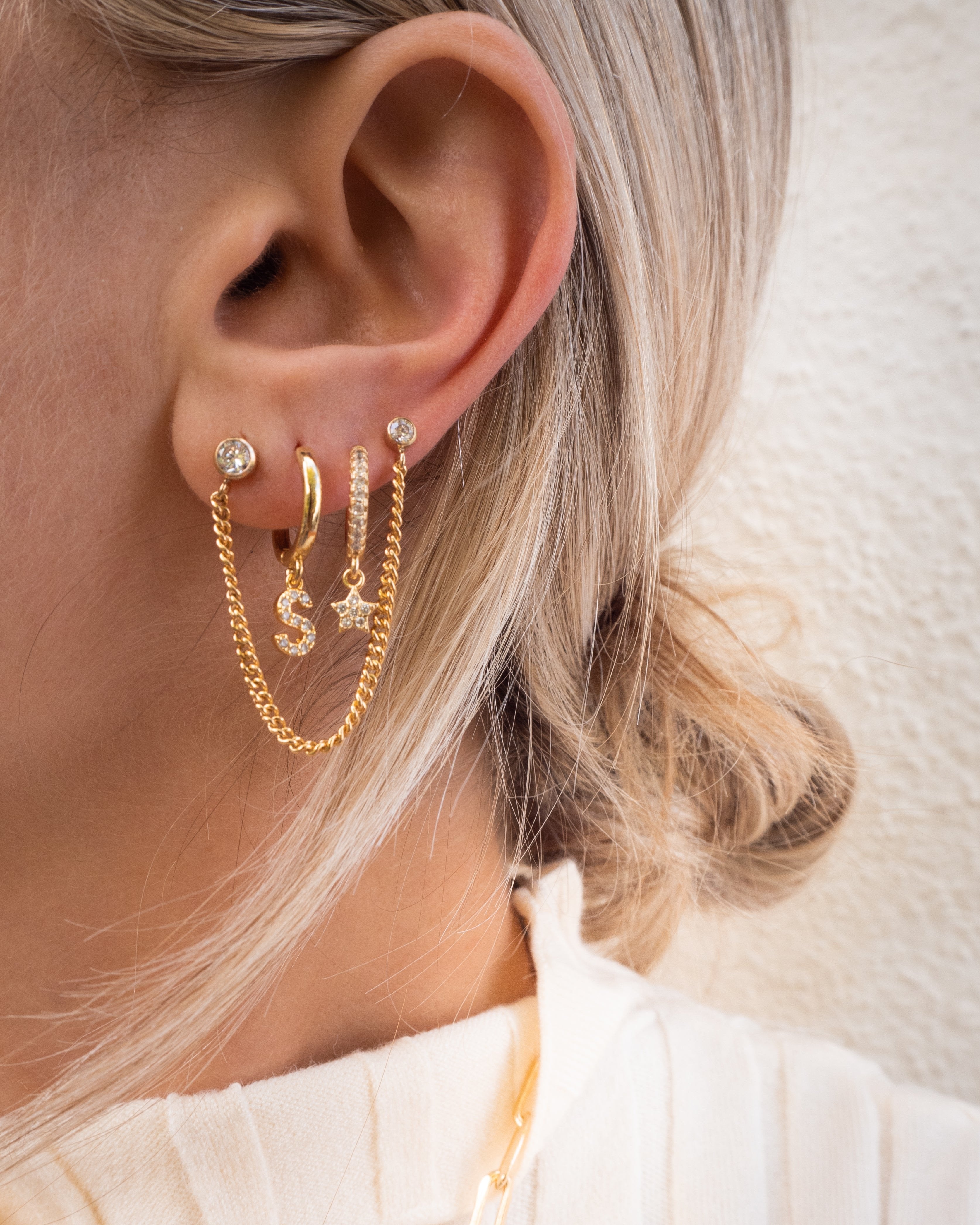 Buy Double Piercing Earring, Gold Chain Earrings, Double Chain Earrings,  Drop Earrings, Dangle Earrings, Stud Earring, Gold Filled Chain Earring  Online in India - Etsy